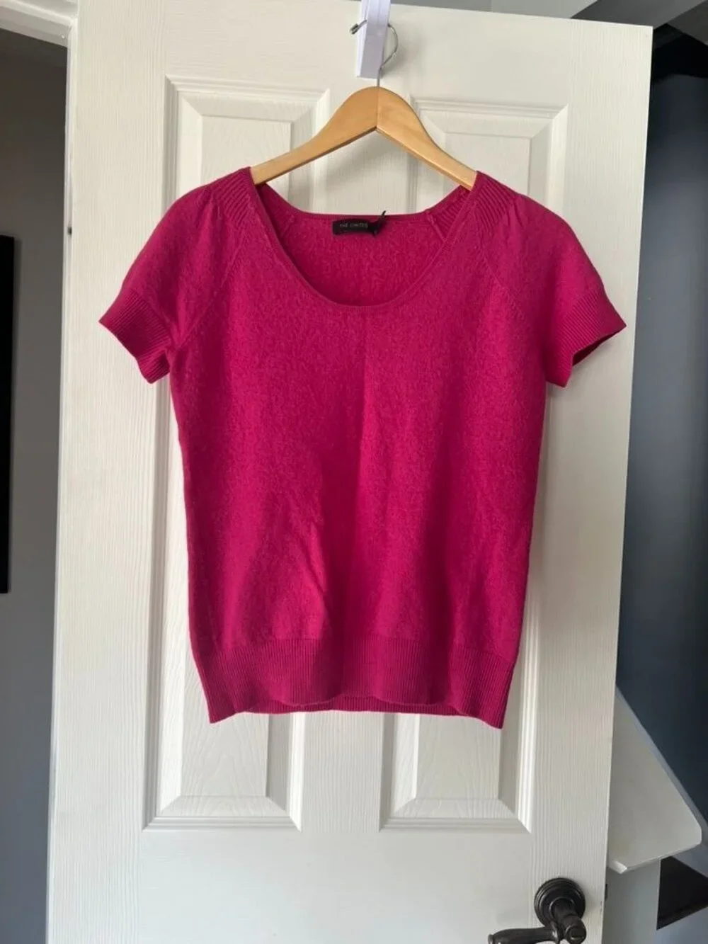The Limited Pink Merino Wool Blend Sweater L Short Sleeve Knit Top